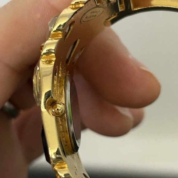Geneva Gold Tone Crystal Cuff Bracelet Watch Women Quartz Japan Movt - Picture 8 of 10